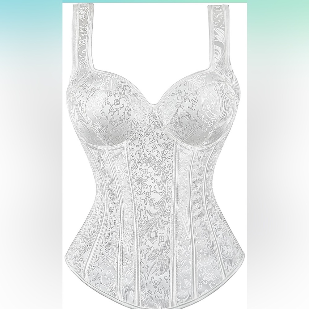 Nwot Jacquard Shoulder Straps Tank Overbust Corset.